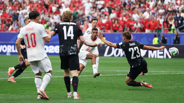 HOUSTON, TEXAS - JULY 04: Azzedine Ounahi #8 of Morocco scores his team's second goal during the FIFA World Cup 2026 Round of 16 match between Canada and Morocco at Houston Stadium on July 04, 2026 in Houston, Texas.
