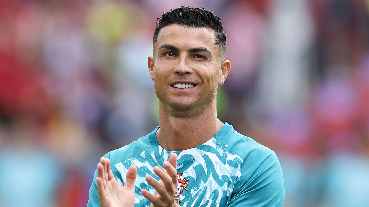 TORONTO, ONTARIO - JULY 02: Cristiano Ronaldo #7 of Portugal acknowledges fans before the FIFA World Cup 2026 Round of 32 match between Portugal and Croatia at Toronto Stadium on July 02, 2026 in Toronto, Ontario.