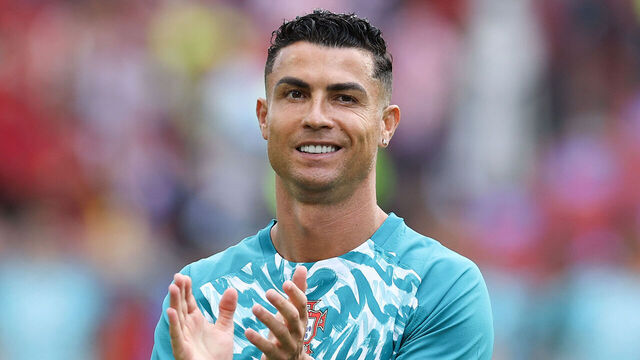 TORONTO, ONTARIO - JULY 02: Cristiano Ronaldo #7 of Portugal acknowledges fans before the FIFA World Cup 2026 Round of 32 match between Portugal and Croatia at Toronto Stadium on July 02, 2026 in Toronto, Ontario.