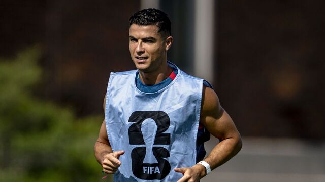 Cristiano Ronaldo of Portugal during a training session for the 2026 World Cup at Washburne Soccer and Track Stadium in Dallas, United States, on July 5, 2026.