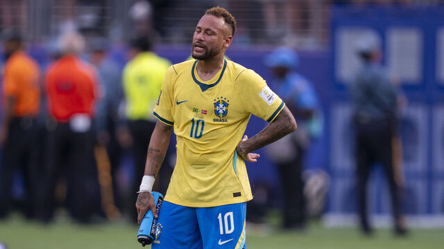 EAST RUTHERFORD, NEW JERSEY - JULY 5: Neymar Jr #10 of Brazil stands on the field after the FIFA World Cup 2026 Round Of 16 match between Brazil and Norway at New York New Jersey Stadium on July 5, 2026 in East Rutherford, United States.