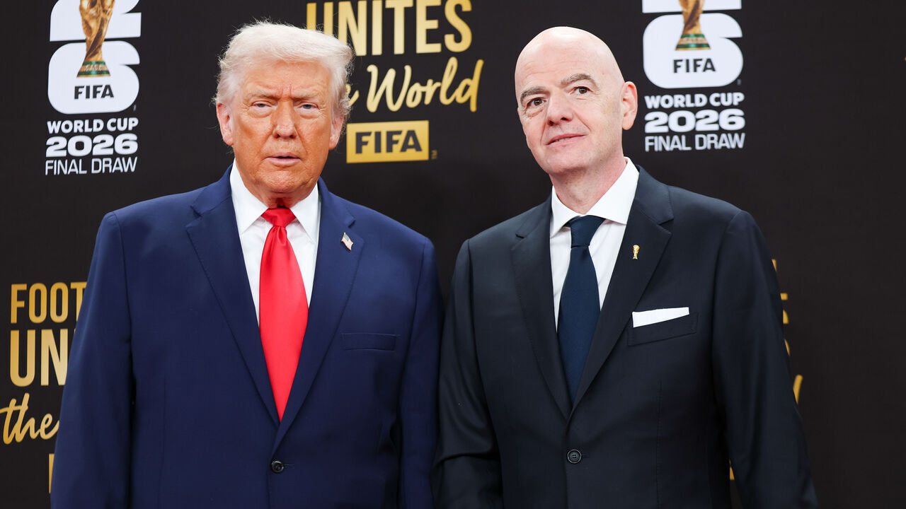 WASHINGTON, DC - DECEMBER 05: FIFA President Gianni Infantino and U.S. President Donald Trump on the red carpet prior the FIFA World Cup 2026 Official Draw at John F. Kennedy Center for the Performing Arts on December 05, 2025 in Washington, DC.