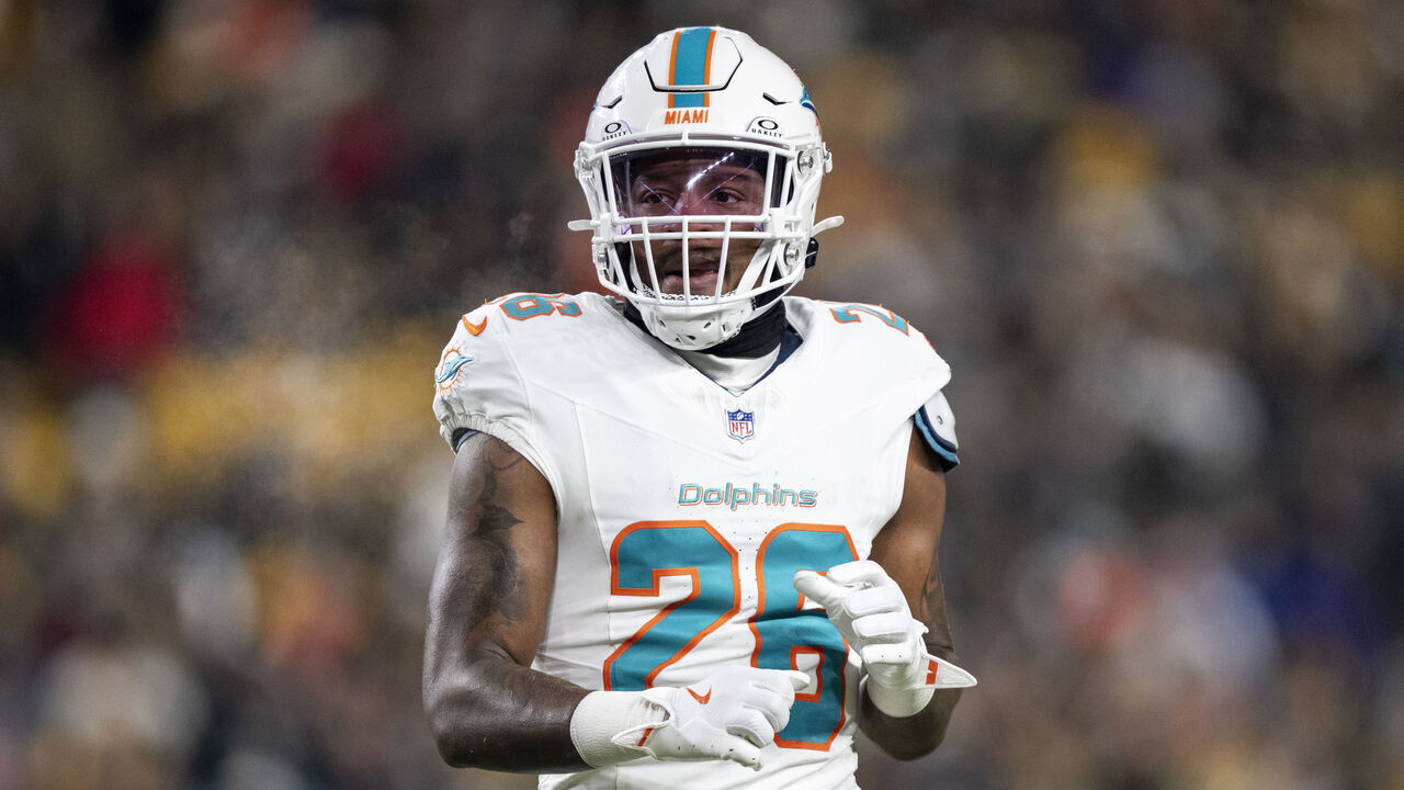 PITTSBURGH, PENNSYLVANIA - DECEMBER 15: Rasul Douglas #26 of the Miami Dolphins runs during an NFL football game against the Pittsburgh Steelers at Pennsylvania on December 15, 2025 in Pittsburgh, Pennsylvania.
