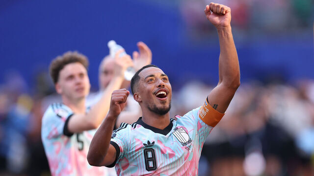 SEATTLE, WASHINGTON - JULY 06: Youri Tielemans #8 of Belgium applauds fans after the 4-1 victory during the FIFA World Cup 2026 Round of 16 match between USA and Belgium at Seattle Stadium on July 06, 2026 in Seattle, Washington.