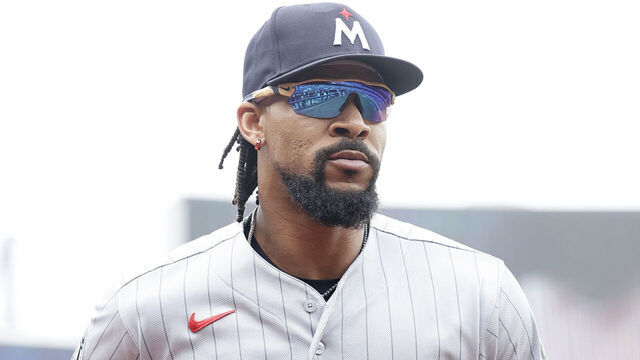 NEW YORK, NEW YORK - JULY 05: Byron Buxton #25 of the Minnesota Twins looks on before a game against the New York Yankees at Yankee Stadium on July 05, 2026 in New York City. The Twins defeated the Yankees 6-1.