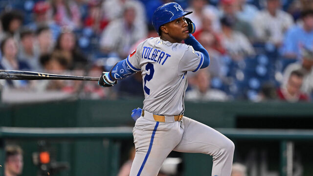 WASHINGTON, DC - JUNE 16: Tyler Tolbert #2 of the Kansas City Royals bats against the Washington Nationals at Nationals Park on June 16, 2026 in Washington, DC.