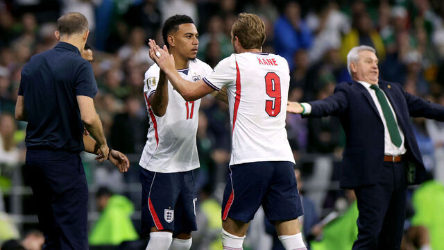 MEXICO CITY, MEXICO - JULY 05: Harry Kane #9 of England leaves the pitch as a substitute as Morgan Rogers #17 enters the pitch during the FIFA World Cup 2026 Round of 16 match between Mexico and England at Mexico City Stadium on July 05, 2026 in Mexico City, Mexico.