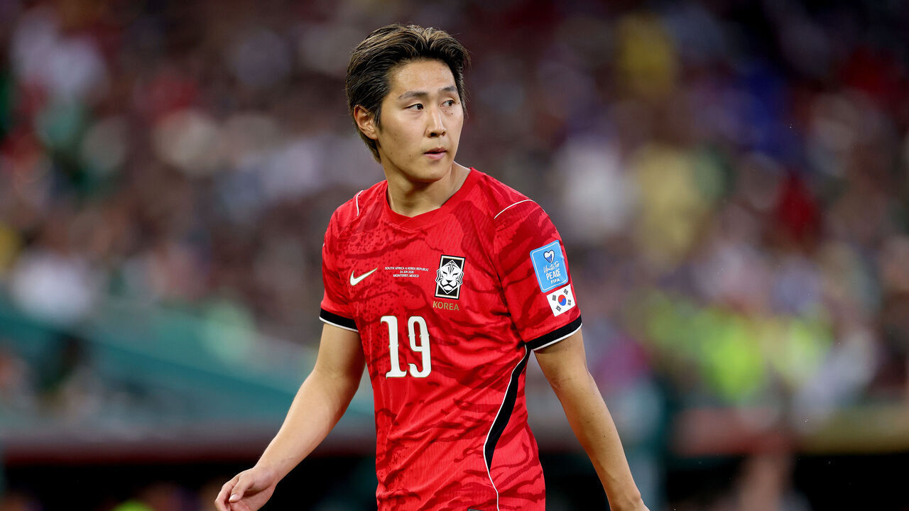 GUADALUPE, MEXICO - JUNE 24: Kang-In Lee #19 of Korea Republic during the FIFA World Cup 2026 Group A match between South Africa and Korea Republic at Monterrey Stadium on June 24, 2026 in Guadalupe, Mexico.