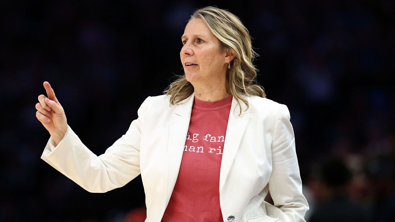 MINNEAPOLIS, MINNESOTA - JULY 06: Head coach Cheryl Reeve of the Minnesota Lynx looks on against the Connecticut Sun in the second quarter at Target Center on July 06, 2026 in Minneapolis, Minnesota.