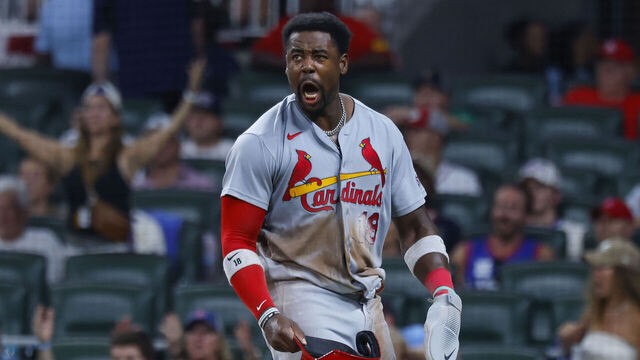 ATLANTA, GEORGIA - JULY 2: Jordan Walker #18 of the St. Louis Cardinals scoring scoring during the seventh inning against the Atlanta Braves at Truist Park on July 2, 2026 in Atlanta, Georgia.