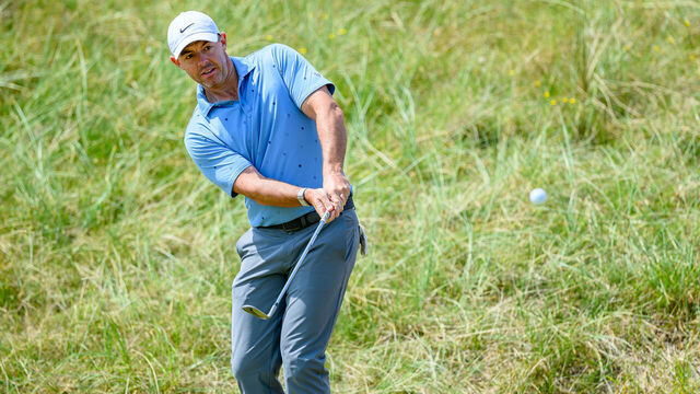 Rory McIlroy of Northern Ireland plays his third shot on the 2nd hole during day two of the Genesis Scottish Open 2026 at The Renaissance Club, North Berwick. Picture date: Friday July 10, 2026.
