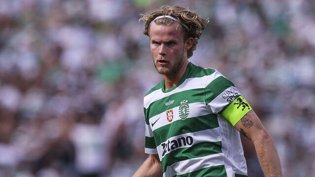 LISBON, PORTUGAL - MAY 24: Morten Hjulmand of Sporting CP during the match between Sporting CP and SCU Torreense - Final da Taca De Portugal 2025/26 at Estadio Nacional do Jamor on May 24, 2026 in Lisbon, Portugal.