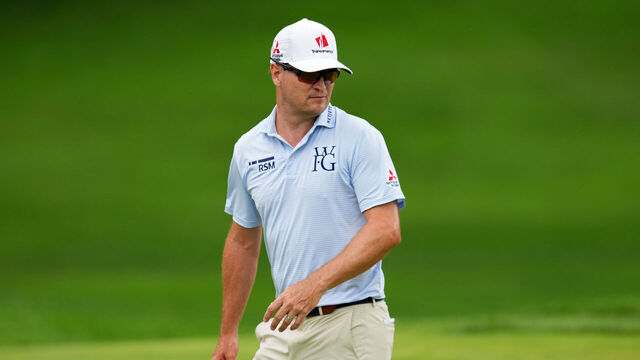 AKRON, OHIO - JULY 11: Zach Johnson of the United States walks off the 18th green after his round during the third round of the Kaulig Companies Championship 2026 at Firestone Country Club on July 11, 2026 in Akron, Ohio.