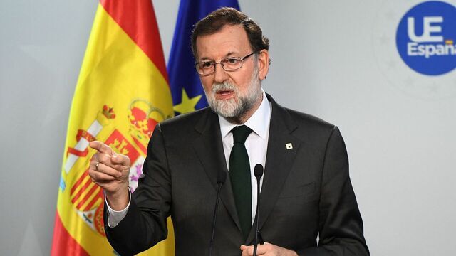Spain's Prime Minister Mariano Rajoy addresses a press conference at the end of an European leaders' summit in Brussels on October 20, 2017.