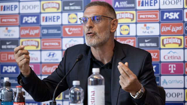 Former Croatian international defender Slaven Bilic speaks during a press conference after being appointed Croatia's national football team head coach, in Zagreb on July 13, 2026. Slaven Bilic who previously coached Croatia between 2006 and 2012, is replacing Zlatko Dalic who resigned after the country's World Cup exit. The 57-year-old, who also coached English clubs West Ham, West Bromwich Albion and Watford, was "unanimously appointed" as head coach, the Croatian Football Federation (HNS) said.