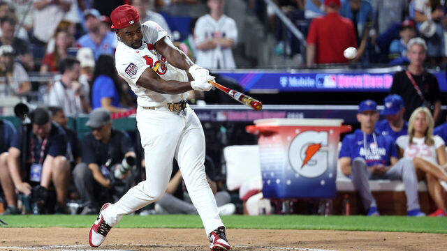 PHILADELPHIA, PENNSYLVANIA - JULY 13: Jordan Walker #18 of the St. Louis Cardinals competes in the finals of the 2026 Home Run Derby at Citizens Bank Park on July 13, 2026 in Philadelphia, Pennsylvania.