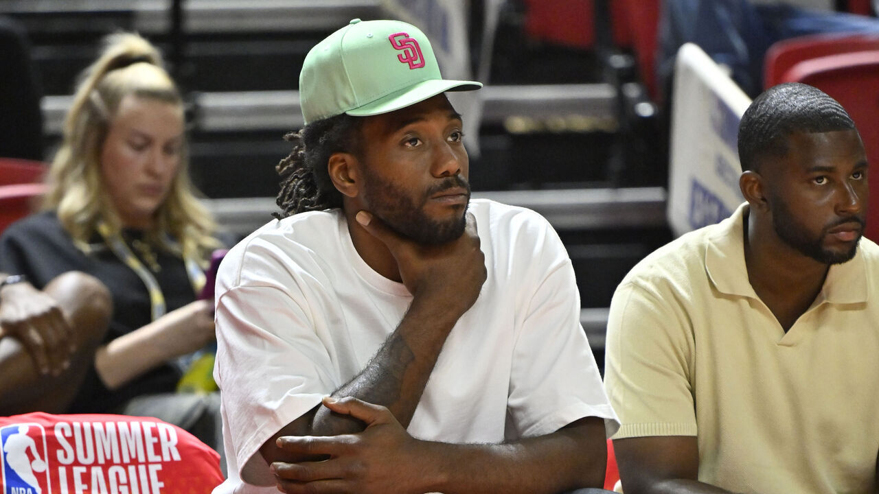 LAS VEGAS, NV - JULY 13: Kawhi Leonard attends a game between the Toronto Raptors and Indiana Pacers during the 2026 NBA Las Vegas Summer League on July 13, 2026 at the Thomas & Mack Center in Las Vegas, Nevada. Mandatory Copyright Notice: Copyright 2026 NBAE