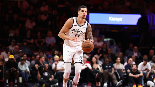 MIAMI, FLORIDA - MARCH 03: Michael Porter Jr. #17 of the Brooklyn Nets dribbles the ball against the Miami Heat during the second quarter of the game at Kaseya Center on March 03, 2026 in Miami, Florida.