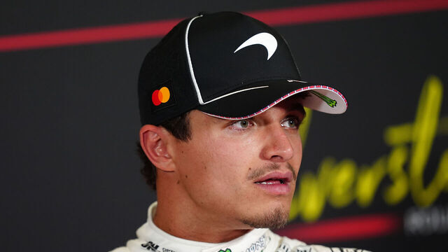 McLaren driver Lando Norris in a press conference after the Sprint Race at Silverstone Circuit, Towcester. Picture date: Saturday July 4, 2026.