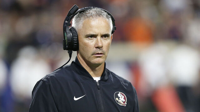 CHARLOTTESVILLE, VA - SEPTEMBER 26: Florida State Seminoles head coach Mike Norvell looks on during a college football game between the Florida State Seminoles and the Virginia Cavaliers on September 26, 2025, at Scott Stadium in Charlottesville, VA.