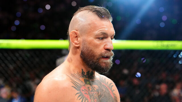 LAS VEGAS, NEVADA - JULY 11: Conor McGregor of Ireland enters the Octagon in a welterweight fight during the UFC 329 event at T-Mobile Arena on July 11, 2026 in Las Vegas, Nevada.