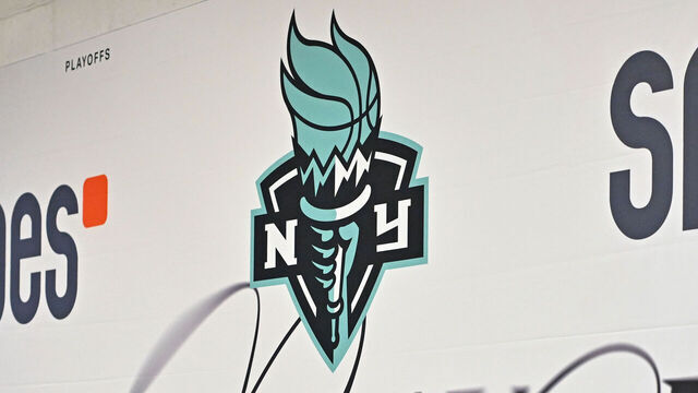 BROOKLYN, NY - SEPTEMBER 17: A generic photo of the 2025 New York Liberty Playoffs logo before the game against the Phoenix Mercury during game 2 round 1 on September 17, 2025 at Barclays Center Arena in Brooklyn, New York. Mandatory Copyright Notice: Copyright 2025 NBAE