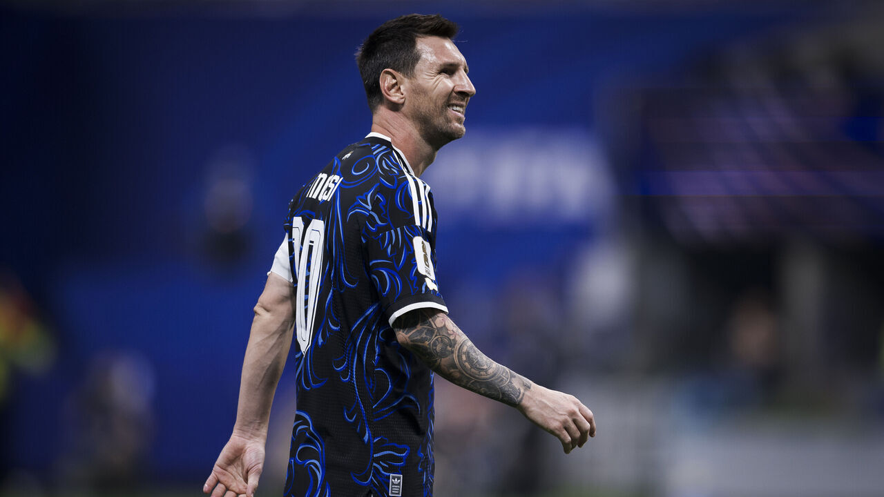 MERCEDES-BENZ STADIUM, ATLANTA, GEORGIA, UNITED STATES - 2026/07/15: Lionel Messi of Argentina smiles during the FIFA World Cup 2026 semi final football match between England and Argentina. Argentina won 2-1 over England.