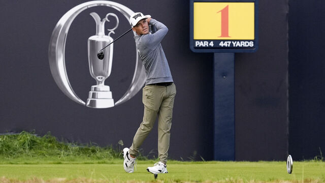 Eric Cole of the USA tees off the 1st during day two of The 154th Open Championship at Royal Birkdale in Southport. Picture date: Friday July 17, 2026.