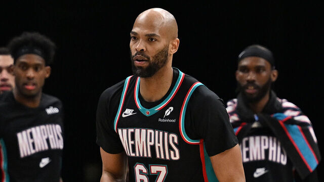 MEMPHIS, TN - MARCH 18: Taj Gibson #67 of the Memphis Grizzlies looks on during the game against the Denver Nuggets on March 18, 2026 at FedExForum in Memphis, Tennessee. Mandatory Copyright Notice: Copyright 2026 NBAE
