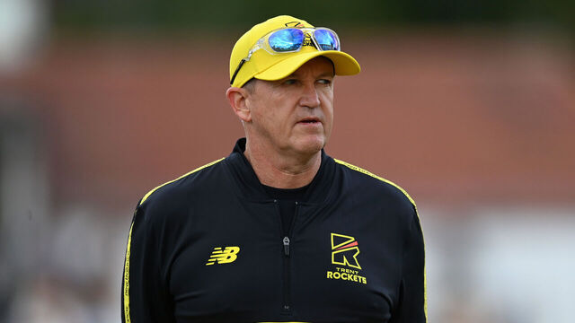 NOTTINGHAM, ENGLAND - AUGUST 27: Trent Rockets coach Andy Flower during the The Hundred match between Trent Rockets Men and Birmingham Phoenix Men at Trent Bridge on August 27, 2025 in Nottingham, England.