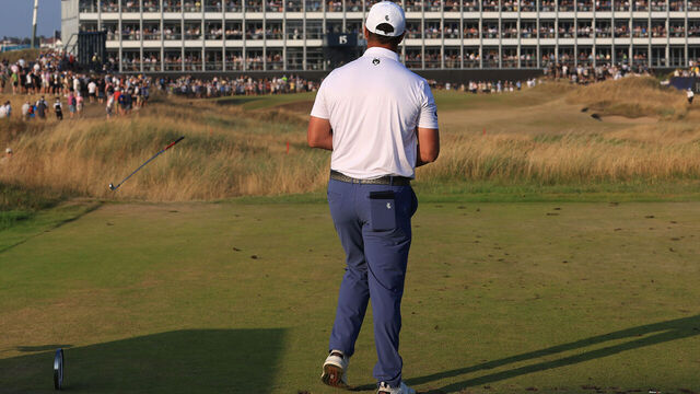 SOUTHPORT, ENGLAND - JULY 17: Jon Rahm of Spain throws his club on the 15th hole on day two of the 154th Open Championship at Royal Birkdale on July 17, 2026 in Southport, England.