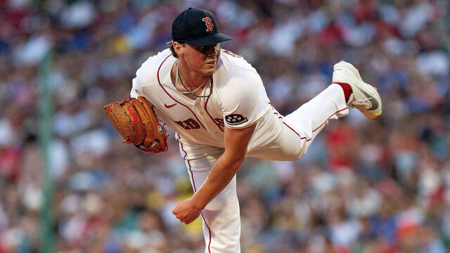 BOSTON, MA - JUNE 17: Jake Bennett #64 of the Boston Red Sox pitches during the game between the Toronto Blue Jays and the Boston Red Sox at Fenway Park on Wednesday, June 17, 2026 in Boston, Massachusetts.