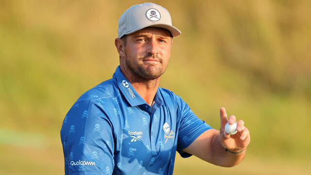 SOUTHPORT, ENGLAND - JULY 17: Bryson DeChambeau of the United States celebrates birdie putt on the 18th green on day two of the The 154th Open Championship at Royal Birkdale on July 17, 2026 in Southport, England.