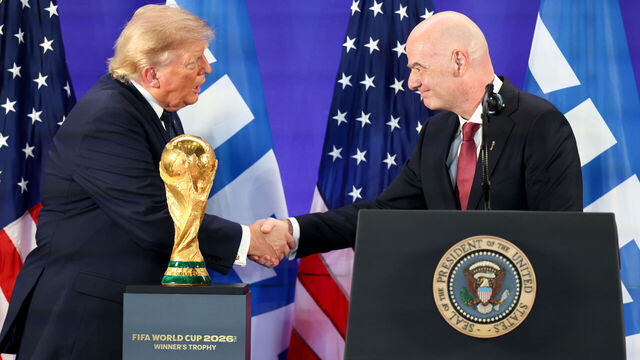 NEW YORK, NEW YORK - JULY 17: FIFA President Gianni Infantino with President of the United States Donald J. Trump during the FIFA World Cup 2026 Final Reception at Trump Tower on July 17, 2026 in New York City.