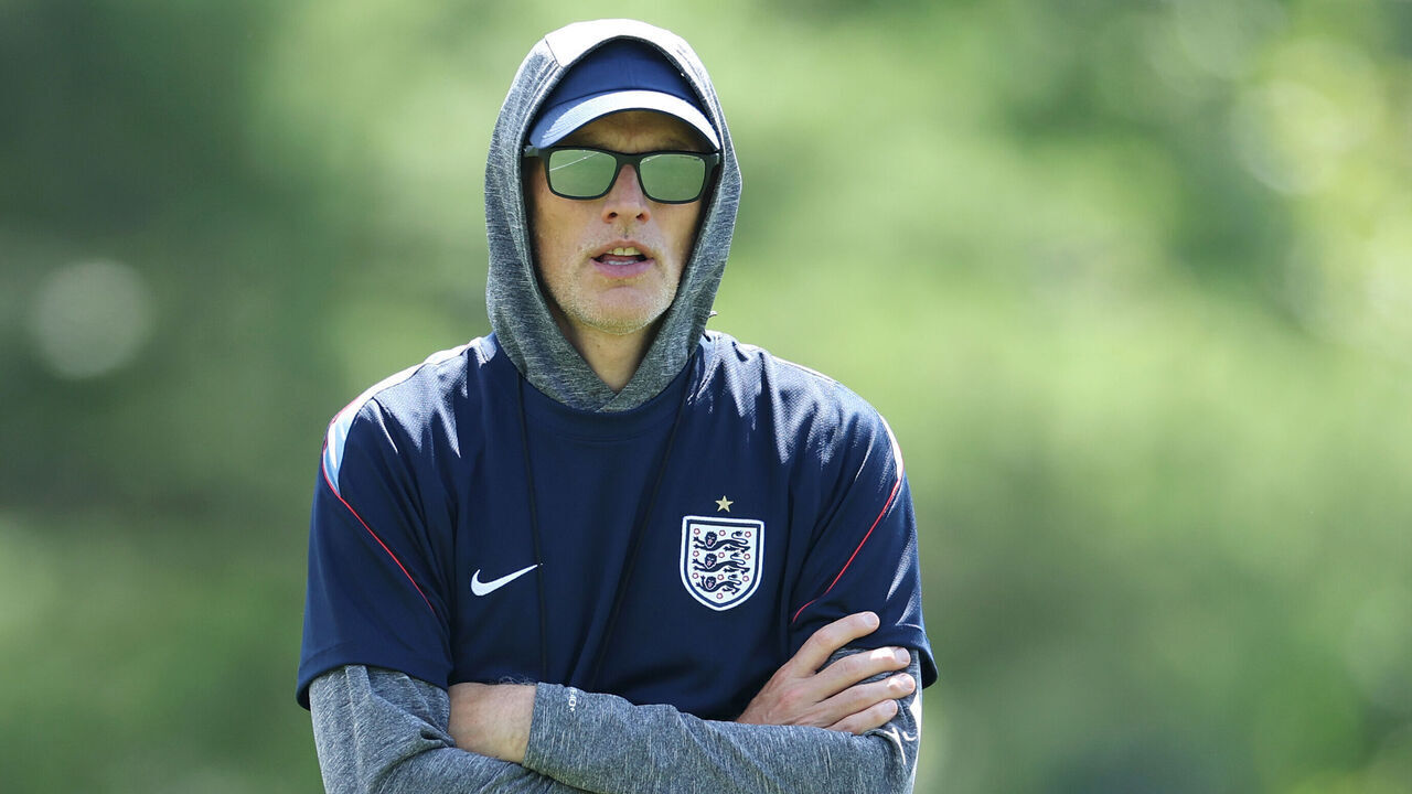 KANSAS CITY, KANSAS - JULY 17: Thomas Tuchel, Manager of England, looks on during an England Training Session during an England World Cup 2026 Camp on July 17, 2026 in Kansas City, Kansas.