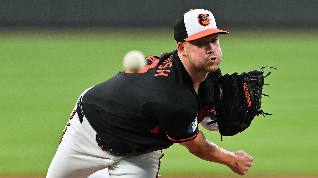 BALTIMORE, MD - JUNE 11: Kyle Bradish #38 of the Baltimore Orioles pitches against the Seattle Mariners at Oriole Park at Camden Yards on June 11, 2026 in Baltimore, Maryland.
