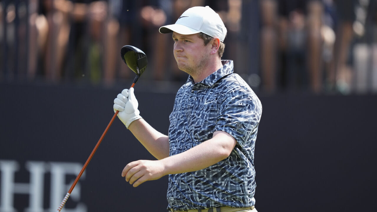 SOUTHPORT, ENGLAND - JULY 18: Robert MacIntyre of Scotland on the first hole during the third round of The Open Championship at Royal Birkdale Golf Club on July 18, 2026 in Southport, England.