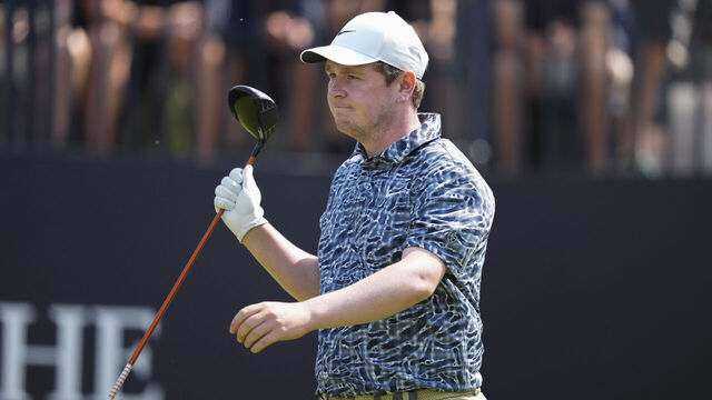 SOUTHPORT, ENGLAND - JULY 18: Robert MacIntyre of Scotland on the first hole during the third round of The Open Championship at Royal Birkdale Golf Club on July 18, 2026 in Southport, England.