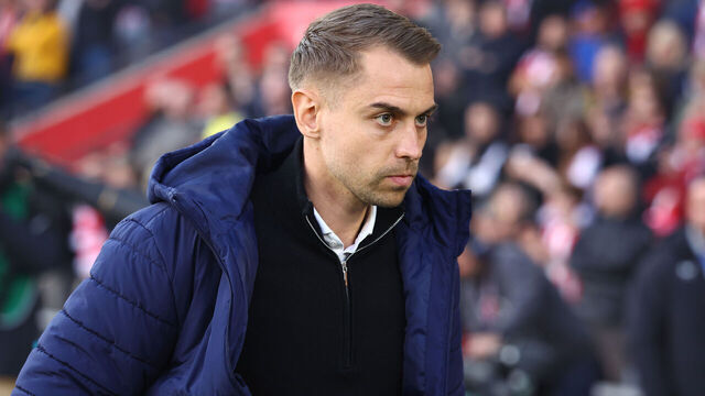 SOUTHAMPTON, ENGLAND - MAY 12: Southampton FC Head Coach Tonda Eckert looks on during the Sky Bet Championship Play Off Semi Final Second Leg match between Southampton and Middlesbrough at St Mary's Stadium on May 12, 2026 in Southampton, England.