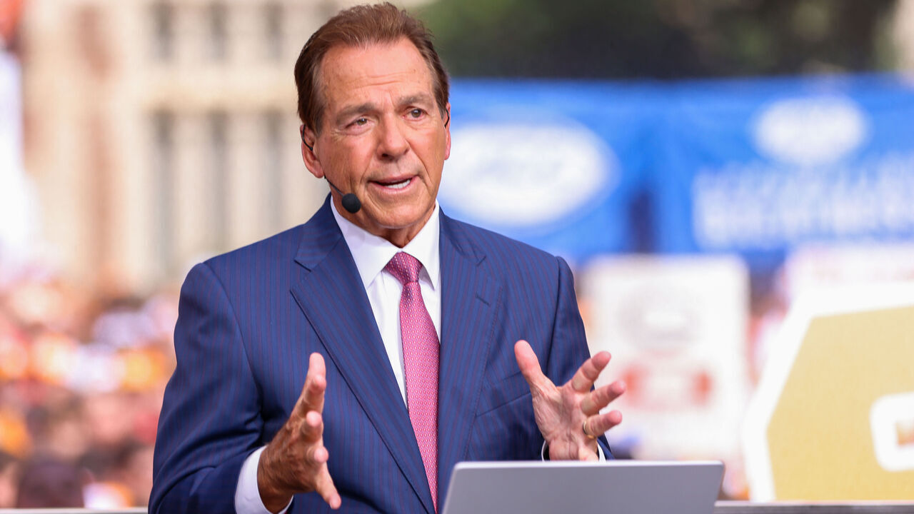 KNOXVILLE, TENNESSEE - SEPTEMBER 13: Nick Saban of College Game Day before a game between the Tennessee Volunteers and the Georgia Bulldogs at Neyland Stadium on September 13, 2025 in Knoxville, Tennessee.