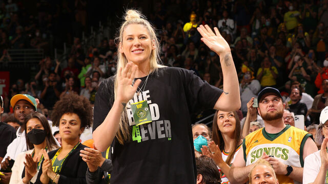 SEATTLE, WA - AUGUST 3: Lauren Jackson attends the game between Minnesota Lynx and Seattle Storm on August 3, 2022 at the Climate Pledge Arena in Seattle, Washington. Mandatory Copyright Notice: Copyright 2022 NBAE