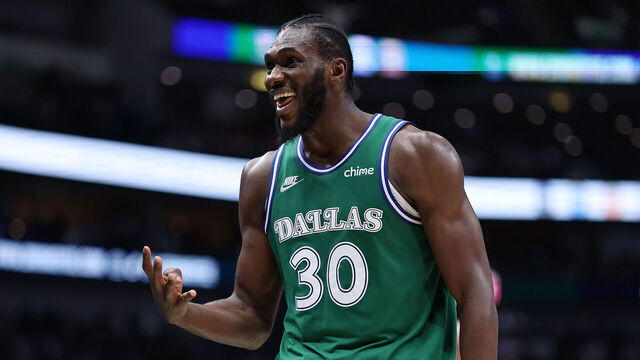 DALLAS, TEXAS - APRIL 12: Moussa Cisse #30 of the Dallas Mavericks walks backcourt during a game against the Chicago Bulls at American Airlines Center on April 12, 2026 in Dallas, Texas. NOTE TO USER: User expressly acknowledges and agrees that, by downloading and or using this photograph, User is consenting to the terms and conditions of the GettyImages License Agreement.