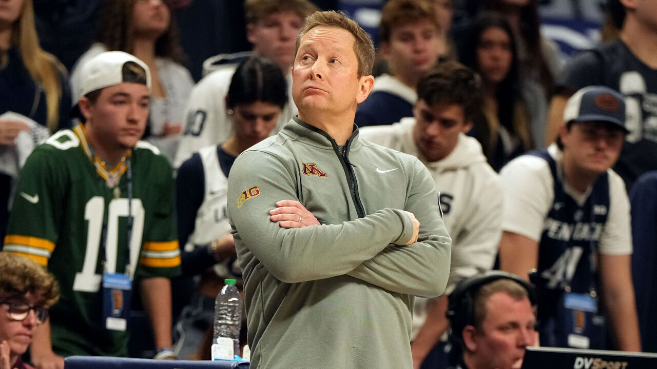UNIVERSITY PARK, PA - FEBRUARY 01: Head coach Niko Medved of the Minnesota Golden Gophers looks on during a college basketball game against the Penn State Nittany Lions at Bryce Jordan Center on February 1, 2026 in University Park Pennsylvania.