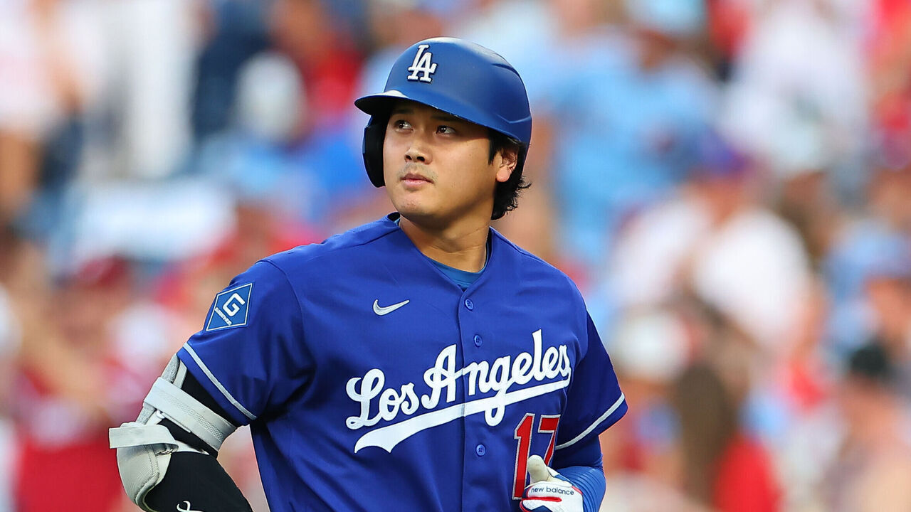 PHILADELPHIA, PA - JULY 22: Shohei Ohtani #17 of the Los Angeles Dodgers goes back to the dugout during the game against the Philadelphia Phillies on July 22, 2026 at Citizens Bank Park in Philadelphia, Pennsylvania.