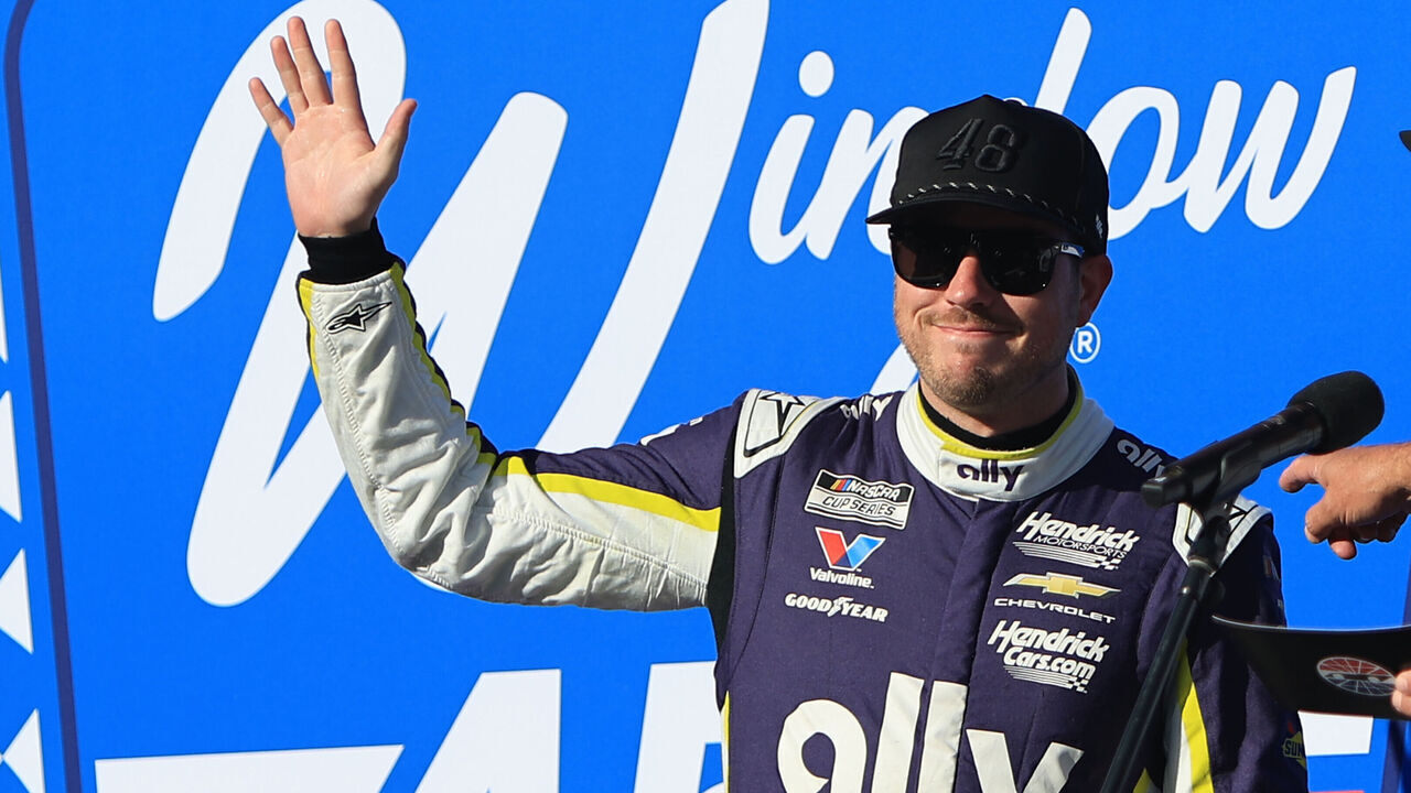 NORTH WILKESBORO, NC - JULY 19: Alex Bowman (#48 Hendrick Motorsports Ally Chevrolet) waves to the fans prior to the running of the NASCAR Cup Series Window World 450 on July 19, 2026 at North Wilkesboro Speedway in North Wilkesboro, NC.