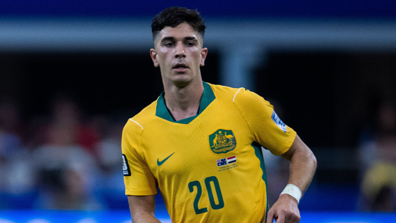 ARLINGTON, TEXAS - JULY 3: Cristian Volpato of Australia during the FIFA World Cup 2026 Round Of 32 match between Australia and Egypt at Dallas Stadium on July 3, 2026 in Arlington, United States.
