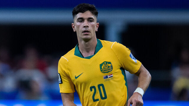 ARLINGTON, TEXAS - JULY 3: Cristian Volpato of Australia during the FIFA World Cup 2026 Round Of 32 match between Australia and Egypt at Dallas Stadium on July 3, 2026 in Arlington, United States.