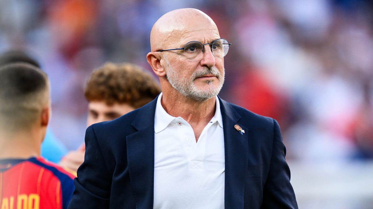 EAST RUTHERFORD, NEW JERSEY - JULY 19: Head Coach Luis de la Fuente of Spain looks on after the FIFA World Cup 2026 Final match between Winner Spain and Argentina at New York New Jersey Stadium on July 19, 2026 in East Rutherford, New Jersey.