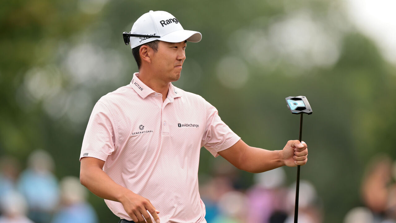 BLAINE, MINNESOTA - JULY 24: Michael Kim of the United States walks off the 16th green during the second round of the 3M Open 2026 at TPC Twin Cities on July 24, 2026 in Blaine, Minnesota.