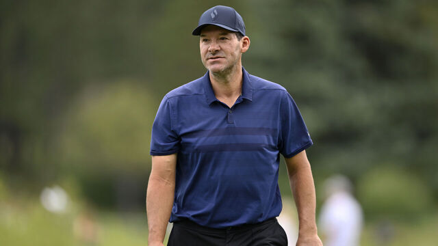 STATELINE, NEVADA - JULY 12: Tony Romo stands on the first green during the final round of the American Century Championship 2026 at Edgewood Tahoe Golf Course on July 12, 2026 in Stateline, Nevada.